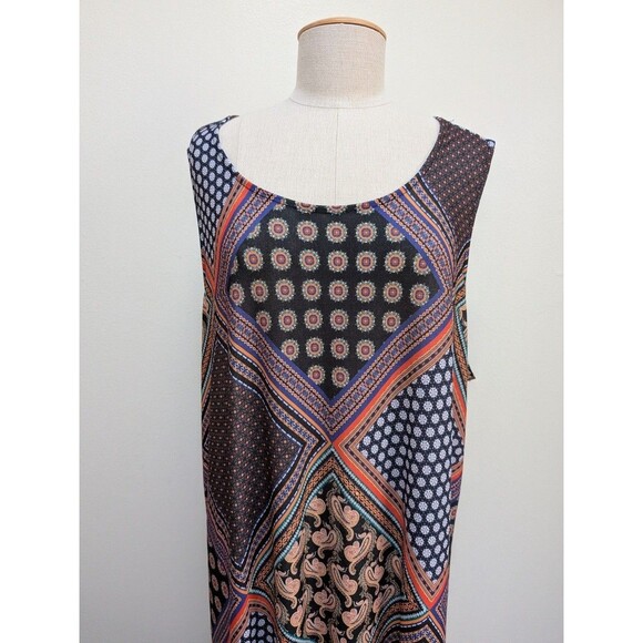 Roaman’s Plus Size 26/28 2X Patchwork Print Sleeveless Maxi Dress Boho Style - Picture 2 of 8